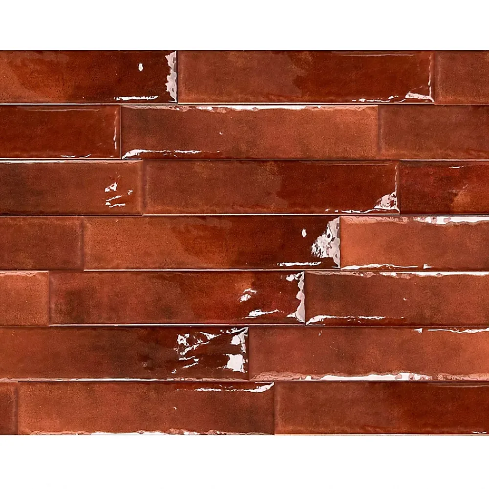 Allocarrelage Carrelage Mural Effet Zellige Rouge 6,5x29,8 Monpelli Wine Mix -- Carrelage Mural Pour Pièce À Vivre|Carrelage Mural Pour Salle De Bains