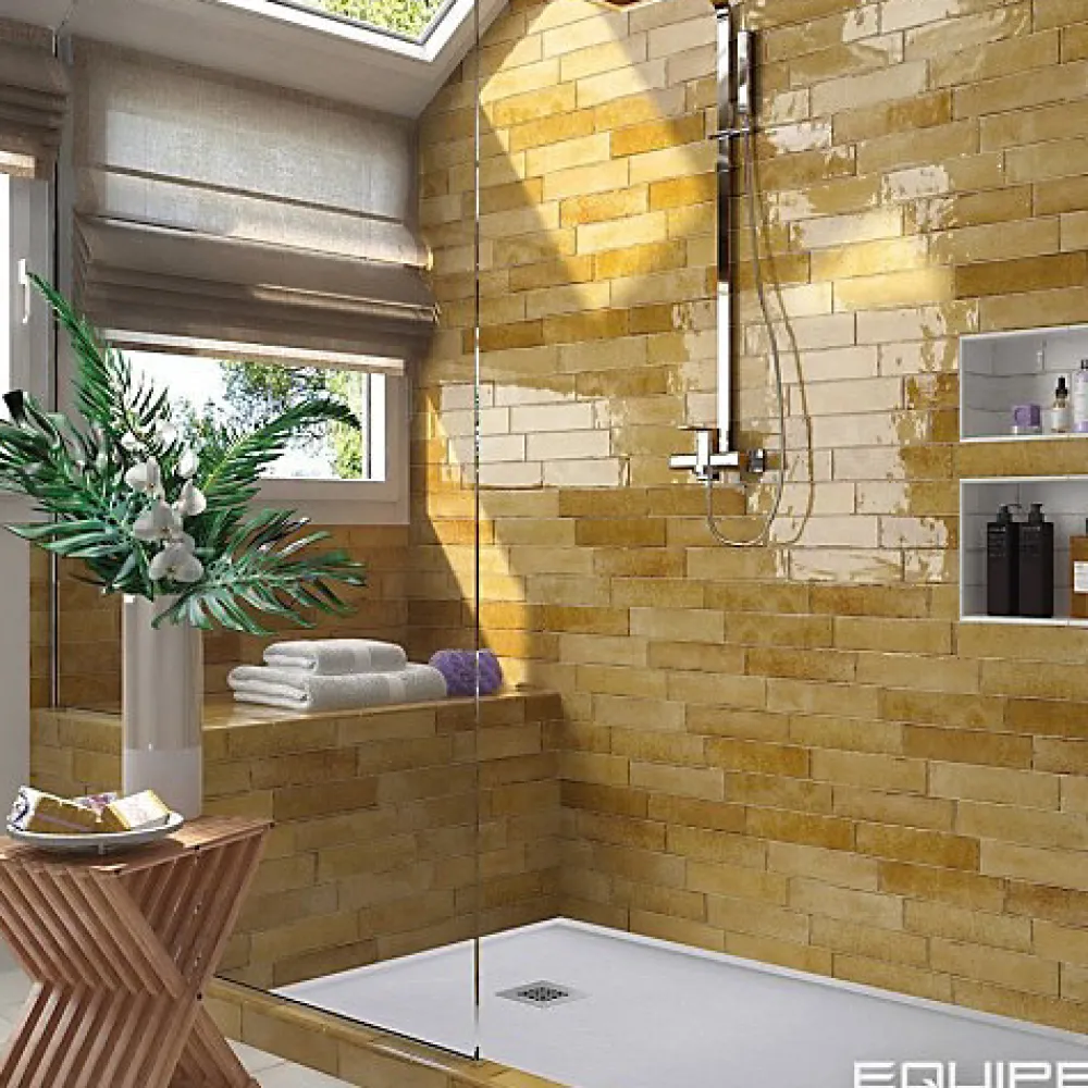 Gioia Materia Carrelage mural Effet Zellige Jaune TRIBE 6x24,6cm Pollen - Les Carreaux de Jean- Faïence Pour Cuisine