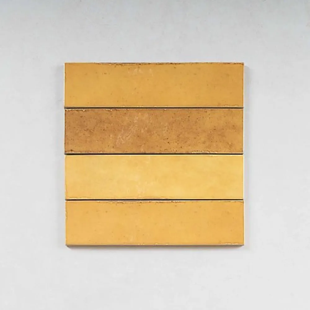 Gioia Materia Carrelage mural Effet Zellige Jaune TRIBE 6x24,6cm Pollen - Les Carreaux de Jean- Faïence Pour Cuisine