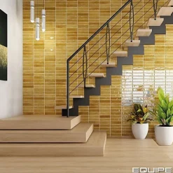 Gioia Materia Carrelage mural Effet Zellige Jaune TRIBE 6x24,6cm Pollen - Les Carreaux de Jean- Faïence Pour Cuisine