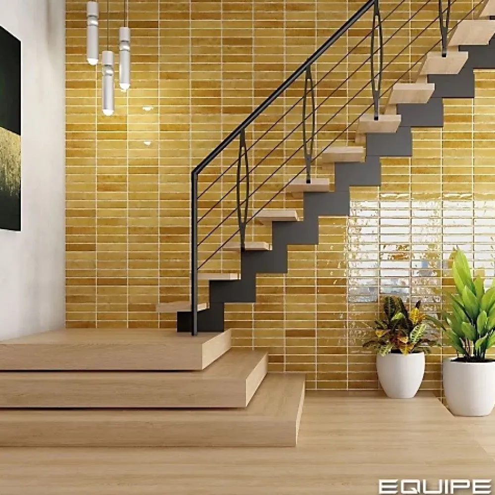 Gioia Materia Carrelage mural Effet Zellige Jaune TRIBE 6x24,6cm Pollen - Les Carreaux de Jean- Faïence Pour Cuisine