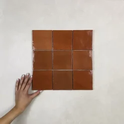 Les Carreaux De Jean  Faïence Pour Douche|Faïence Pour Cuisine<Carrelage mural Effet Zellige Orange CROGIOLO ZELLIGE 10x10 Corallo - Les Carreaux de Jean