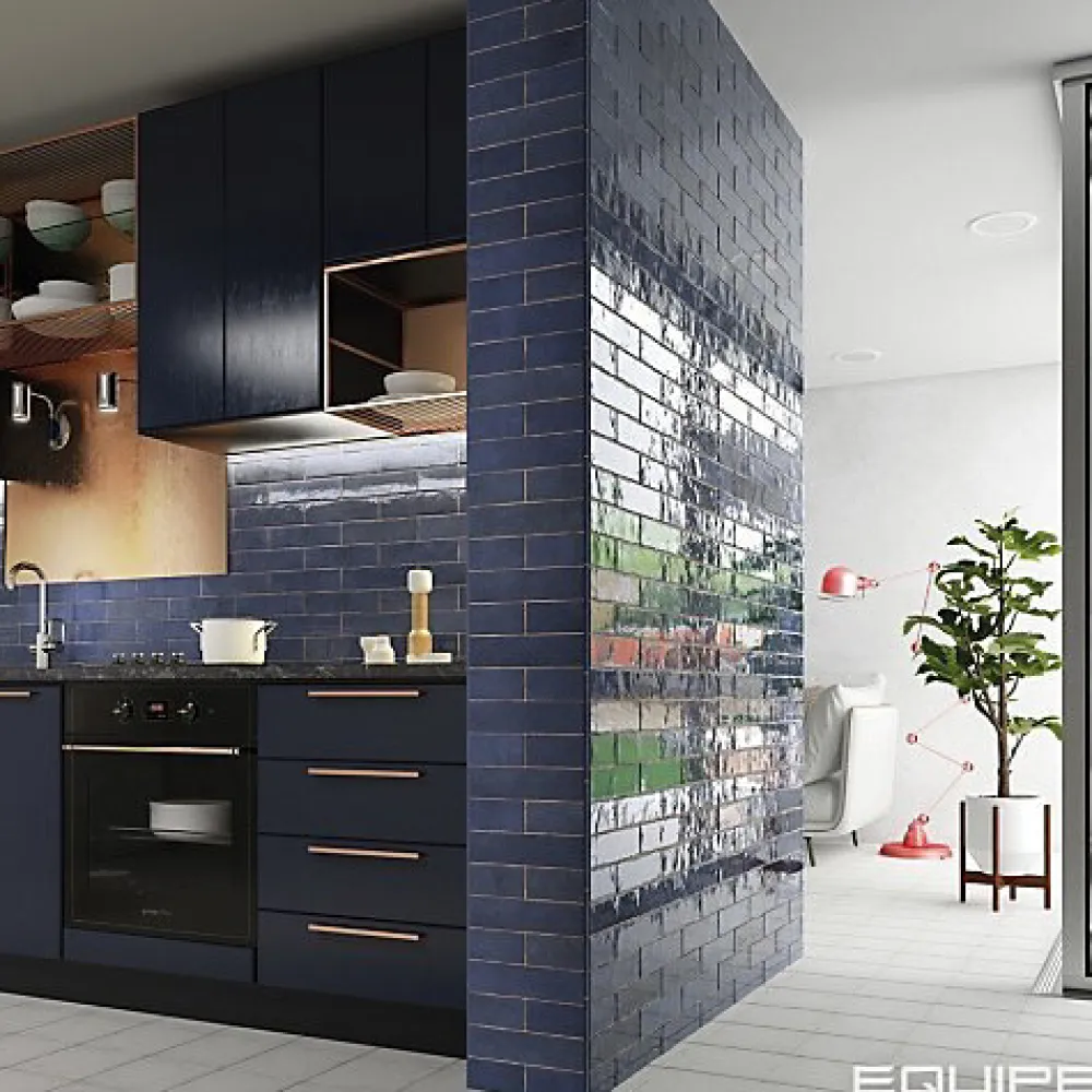 Gioia Materia Faïence Pour Cuisine|Faïence Pour Douche<Carrelage mural Effet Zellige Bleu Nuit TRIBE 6x24,6cm Blue - Les Carreaux de Jean