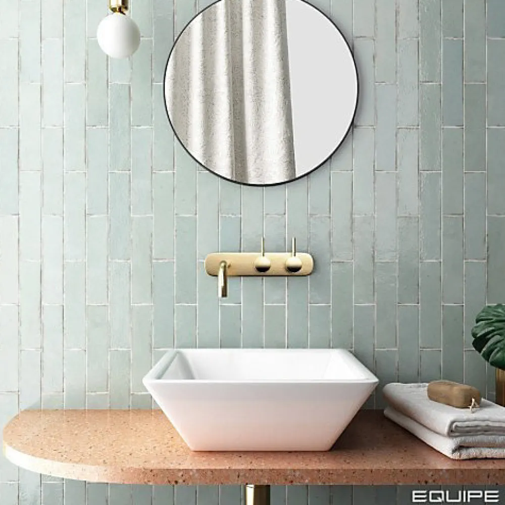 Gioia Materia Carrelage mural Effet Zellige Vert d'eau TRIBE 6x24,6cm Mint - Les Carreaux de Jean- Faïence Pour Cuisine|Faïence Pour Douche