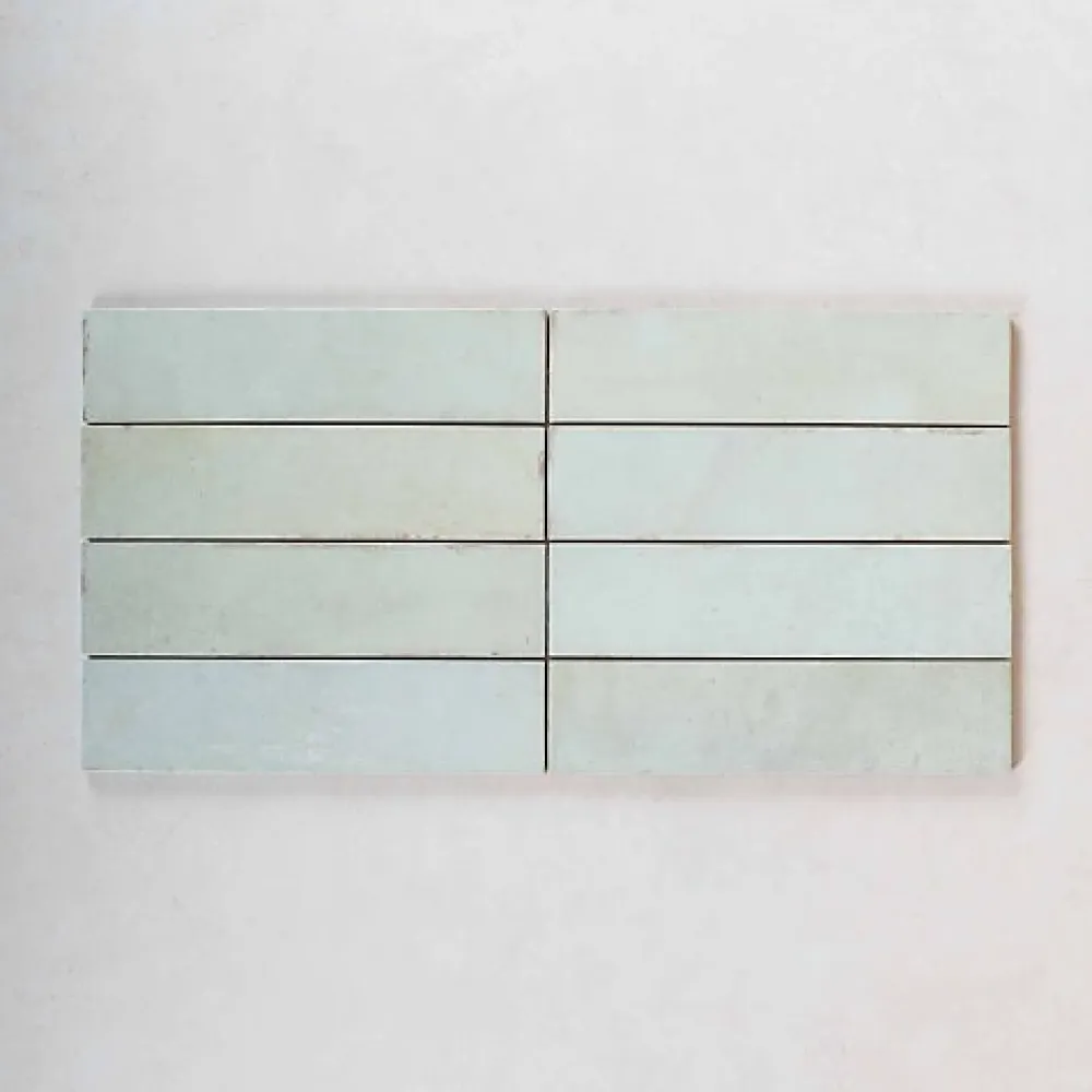 Gioia Materia Carrelage mural Effet Zellige Vert d'eau TRIBE 6x24,6cm Mint - Les Carreaux de Jean- Faïence Pour Cuisine|Faïence Pour Douche
