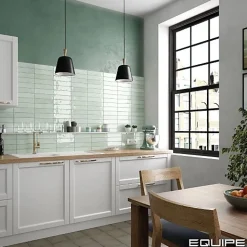 Gioia Materia Carrelage mural Effet Zellige Vert d'eau TRIBE 6x24,6cm Mint - Les Carreaux de Jean- Faïence Pour Cuisine|Faïence Pour Douche