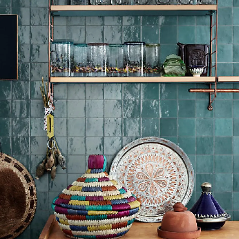 Les Carreaux De Jean Carrelage mural Effet Zellige Bleu Canard CROGIOLO ZELLIGE 10x10 Petrolio - Les Carreaux de Jean- Faïence Pour Douche|Faïence Pour Salle De Bains