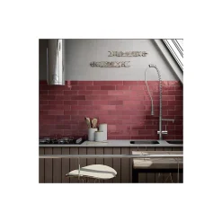Gioia Materia Carrelage mural faïence effet zellige ARTISAN 13,2x13,2cm et 20x6,5cm 13.2x13.2 cm Burgundi - Brillant / Poli - boîte de 1 m2- Faïence Pour Wc|Faïence Unie