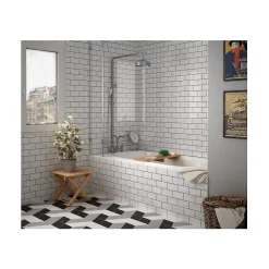 Gioia Materia Carrelage mural faïence effet uni EVOLUTION Pencil 20x3 cm Blanc - Brillant - - boîte de 0.09 m2- Faïence Unie|Faïence Pour Wc