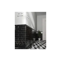 Gioia Materia Carrelage mural faïence effet artisanal MASIA 30x7.5 cm Gris oscuro - brillant - - boîte de 1 m2- Faïence Pour Wc|Faïence Unie