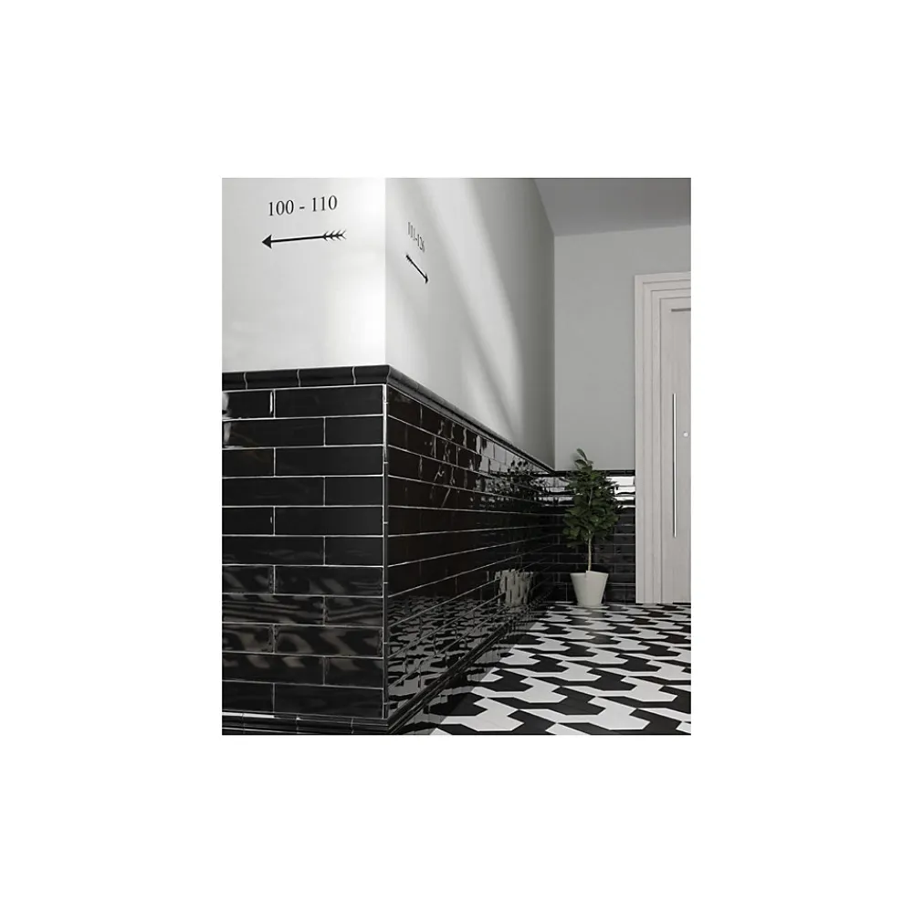 Gioia Materia Carrelage mural faïence effet artisanal MASIA 30x7.5 cm Gris oscuro - brillant - - boîte de 1 m2- Faïence Pour Wc|Faïence Unie