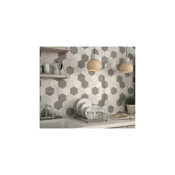 Gioia Materia Carrelage mural faïence Scale Hexagon (10 couleurs), hexagone 12,4x10,7cm Hexagone 12.4x10.7 cm Blanc - Brillant / Poli - boîte d- Faïence Unie|Faïence Pour Pièce À Vivre