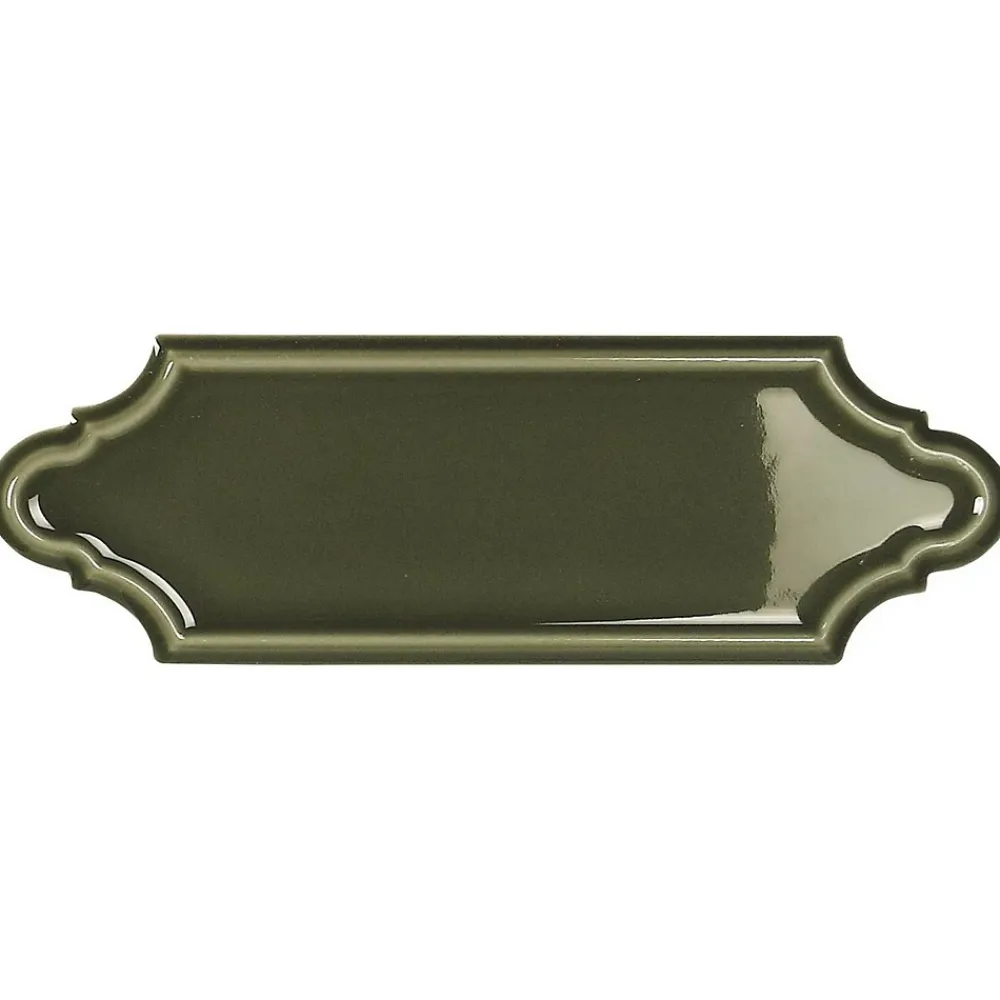 Gioia Materia Carrelage mural faience effet classique KNIGHTSBRIDGE Navette 15x5cm Victorian green - Brillant / Poli - boîte de 0.50 m2- Faïence Unie