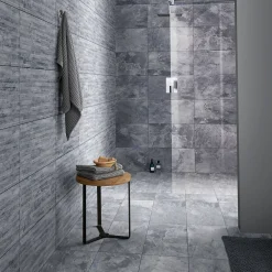 GoodHome Carrelage Mural Pour Douche|Carrelage Mural Pour Cuisine<Carrelage mural gris décor pierre L.61,5 x l.30,8 cm x ép.8 mm, Shaded Slate