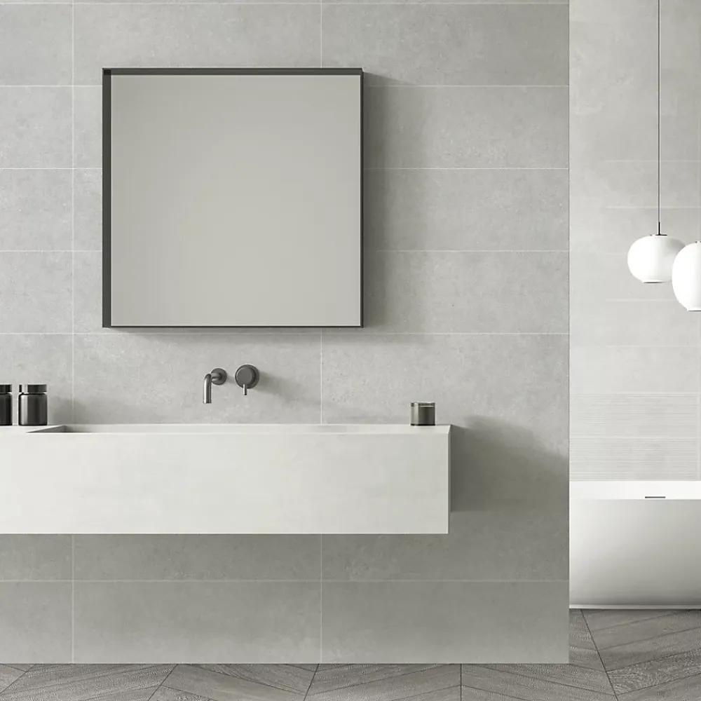 Carrelage mural gris Lille 25 x 75 cm- Carrelage Mural Effet Béton|Carrelage Mural Pour Salle De Bains