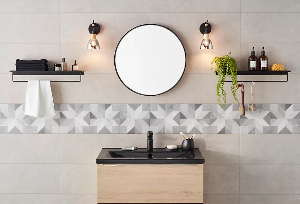 Carrelage mural gris Lille 25 x 75 cm- Carrelage Mural Effet Béton|Carrelage Mural Pour Salle De Bains