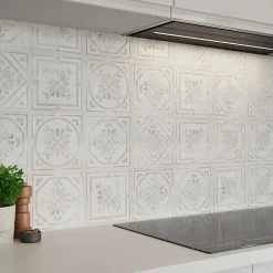 GoodHome Carrelage mural interieur effet carreau de ciment blanc et béton L.20 x l.20 cm x ép.8,2 mm, Koney- Carrelage Mural Pour Wc|Carrelage Mural Effet Béton