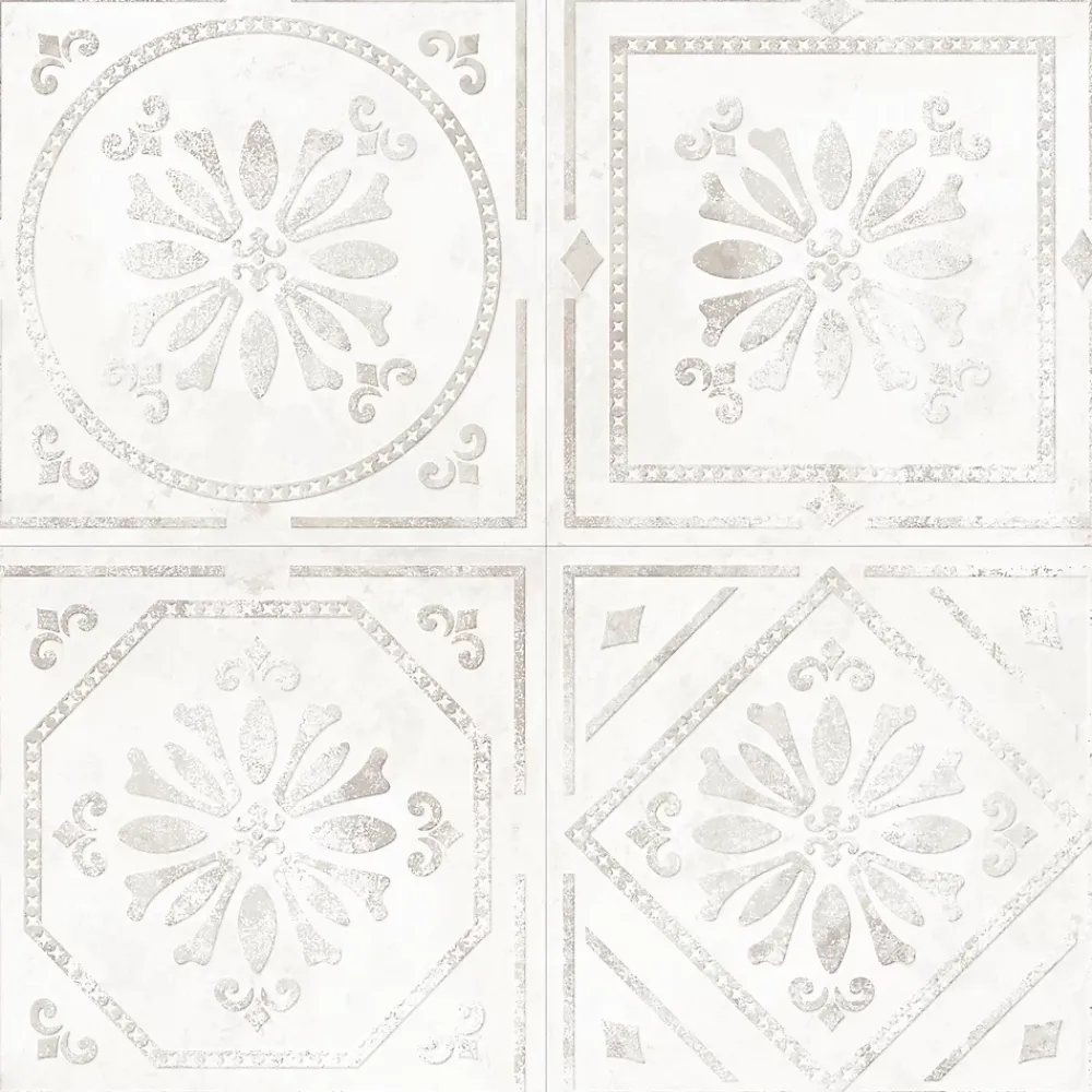 GoodHome Carrelage mural interieur effet carreau de ciment blanc et béton L.20 x l.20 cm x ép.8,2 mm, Koney- Carrelage Mural Pour Wc|Carrelage Mural Effet Béton