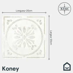 GoodHome Carrelage mural interieur effet carreau de ciment blanc et béton L.20 x l.20 cm x ép.8,2 mm, Koney- Carrelage Mural Pour Wc|Carrelage Mural Effet Béton