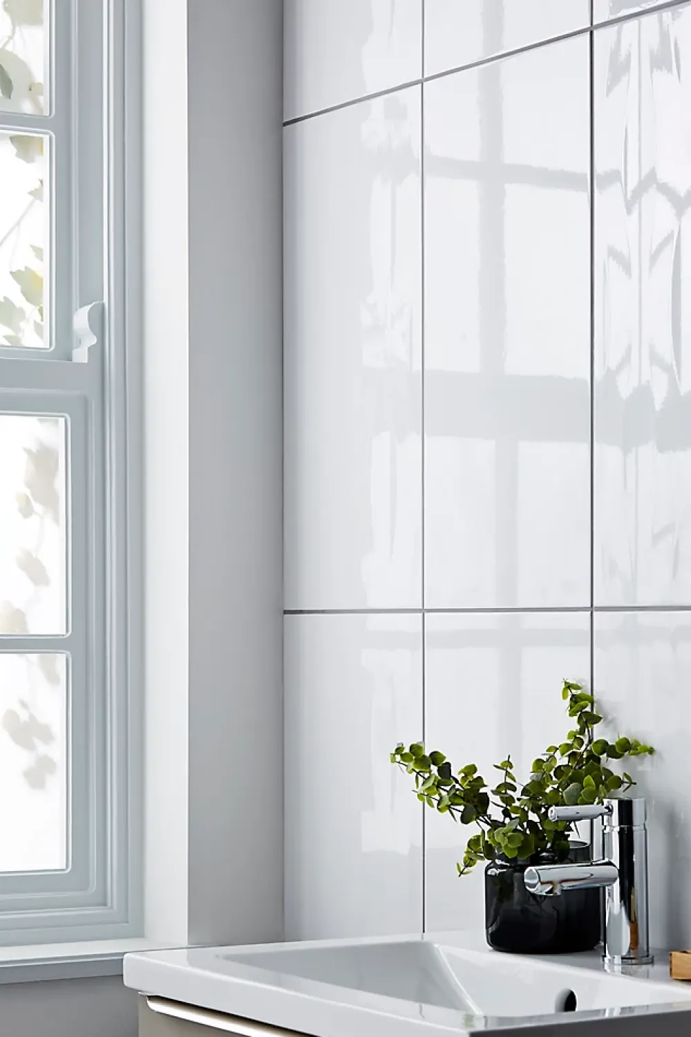 GoodHome Carrelage mural intérieur blanc brillant L.60 x l.30 cm x ép.9 mm, Perouso- Carrelage Mural Uni|Carrelage Mural Pour Douche