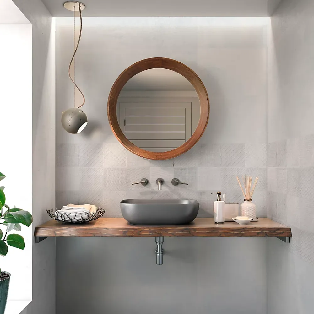 Carrelage Mural Effet Béton<Carrelage mural intérieur effet béton blanc décor carrés texturés L.90 x l.30 cm x ép.8 mm, Pavlos