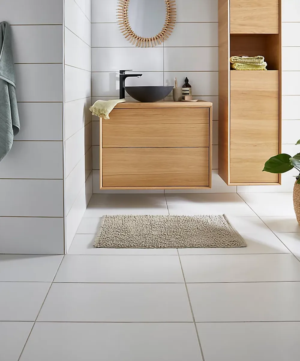 GoodHome Carrelage Mural Uni|Carrelage Mural Pour Douche<Carrelage mural intérieur grès cérame émaillé mat blanc lisse L.60 x l.20 cm x ép.8,3 mm, Plain