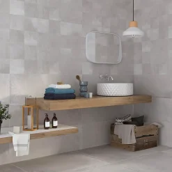 Carrelage Mural Pour Cuisine|Carrelage Mural Effet Béton<Carrelage mural intérieur effet béton gris décor carrés texturés L.90 x l.30 cm x ép.8 mm, Pavlos