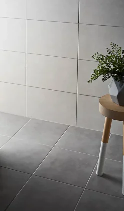 Carrelage mural intérieur effet béton gris clair mat L.40 x l.25 cm x ép.8,8 mm, Cimenti- Carrelage Mural Pour Wc|Carrelage Mural Effet Béton