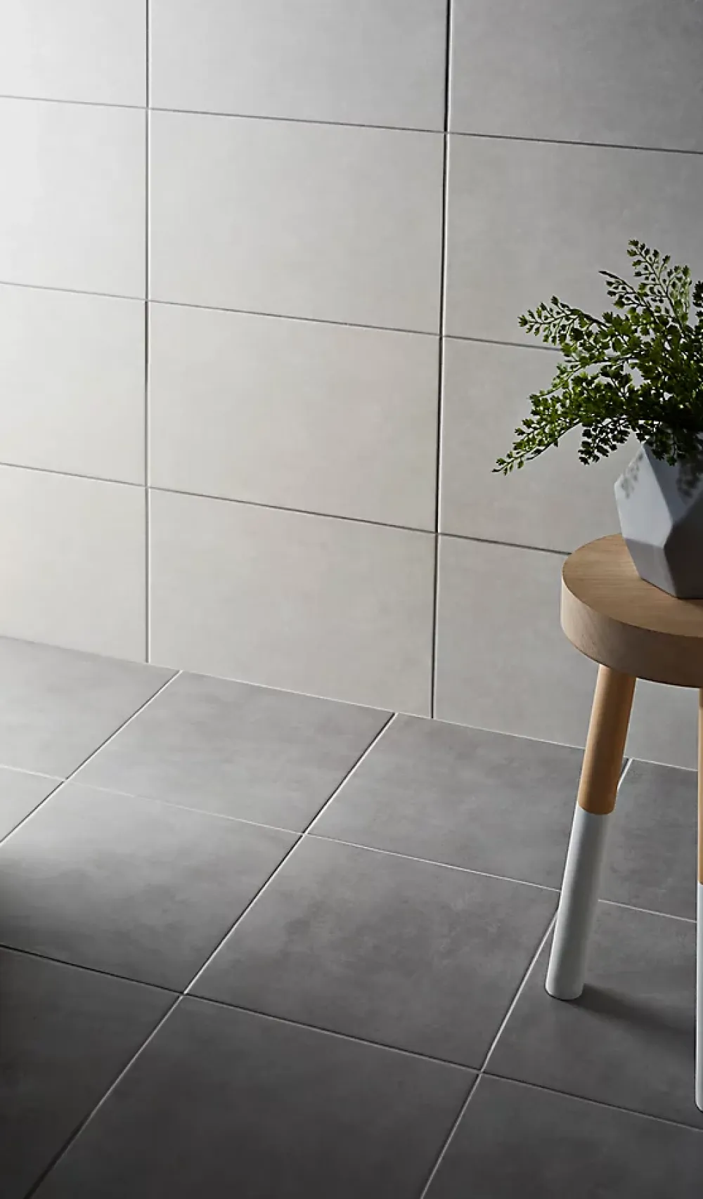 Carrelage mural intérieur effet béton gris clair mat L.40 x l.25 cm x ép.8,8 mm, Cimenti- Carrelage Mural Pour Wc|Carrelage Mural Effet Béton