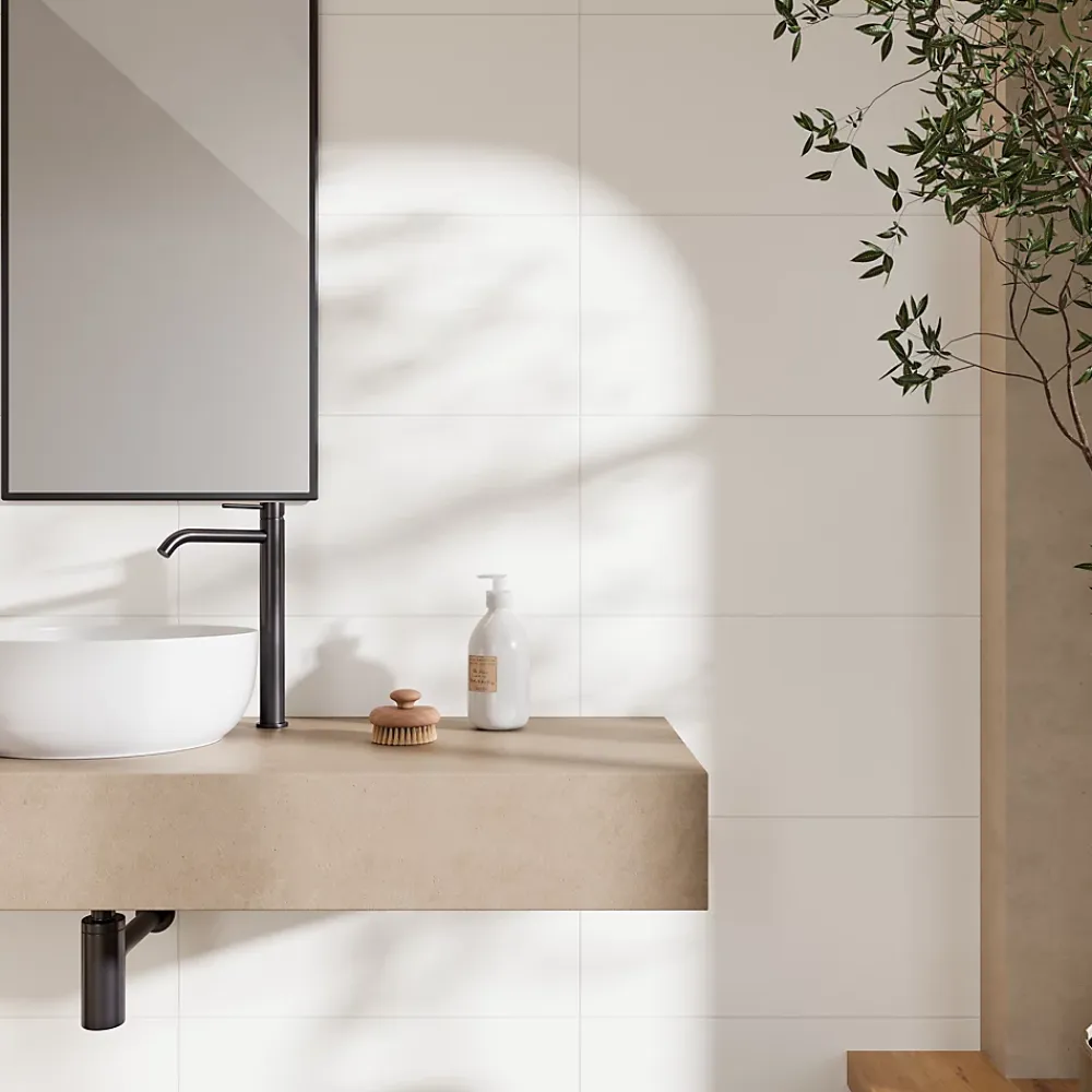 GoodHome Faïence Unie|Faïence Pour Douche<Carrelage mural intérieur blanc mat L.60 x l.30 cm x ép.9 mm, Perouso Crizi