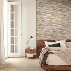 Carrelage mural intérieur effet pierre beige décor quartzite 3D L.60 x l.30 cm x ép.8,2 mm, Quartz 3D- Carrelage Mural Pour Wc|Carrelage Mural Effet Pierre