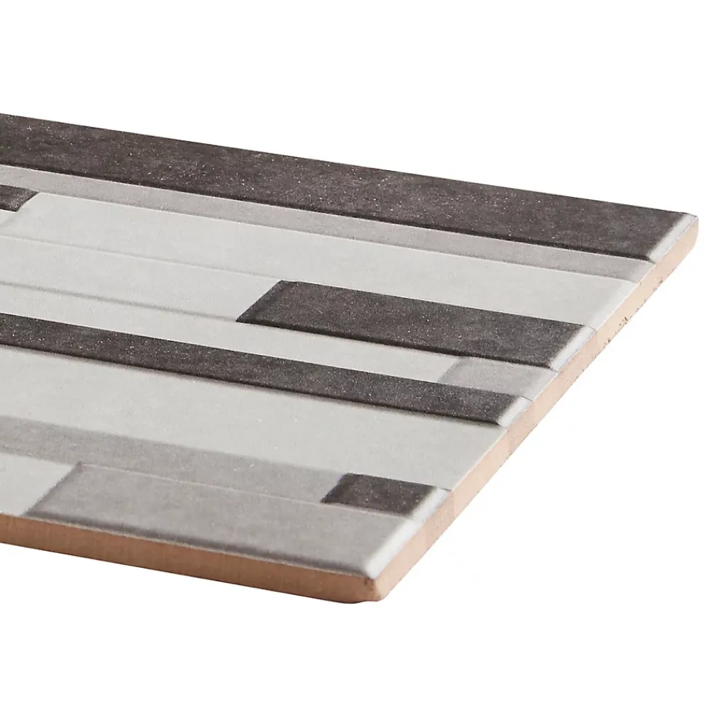 Carrelage Mural Pour Douche|Carrelage Mural Pour Cuisine<Carrelage mural intérieur décoratif effet béton, gris clair, noir L.25 x l.40 cm x ép.8,8 mm, Cimenti