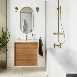 GoodHome Carrelage mural intérieur blanc mat à cannelures fines L.60 x l.30 cm x ép.9 mm, Perouso- Faïence Unie|Faïence Pour Wc