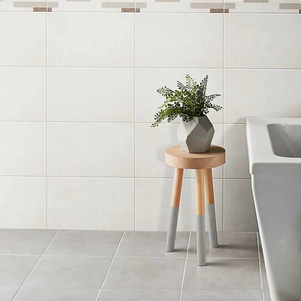 Carrelage mural intérieur effet béton ivoire L.40 x l.25 cm x ép.8,8 mm, Cimenti- Carrelage Mural Pour Douche|Carrelage Mural Pour Wc