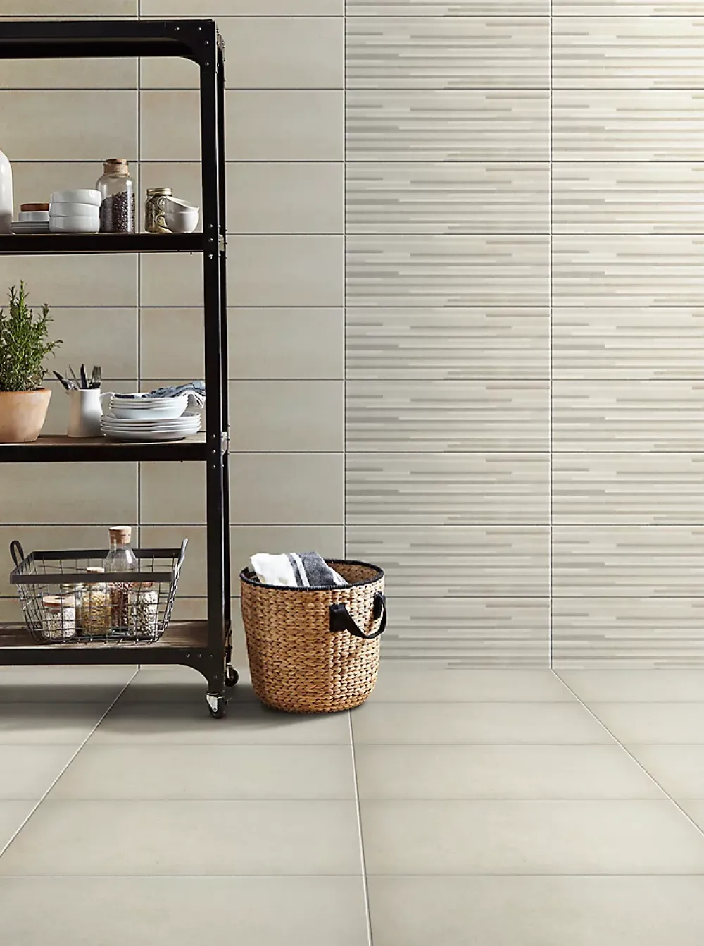 GoodHome Carrelage mural intérieur ivoire effet béton L.60 x l.20 cm x ép.8,3 mm, Konkrete- Carrelage Mural Pour Douche|Carrelage Mural Pour Cuisine