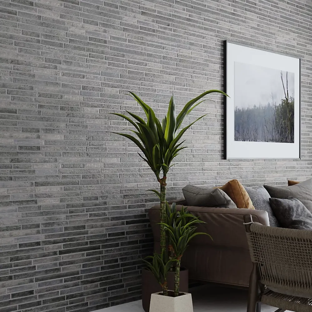 Lux Mosaic Carrelage Mural Effet Pierre|Carrelage Mural Pour Cuisine<Carrelage Mural Intérieur/Extérieur Grès cérame Premium 15x45 cm Amsterdam Charcoal Rectangulaire Effet Brique