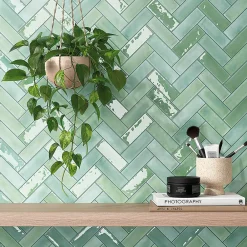 Lux Mosaic Carrelage Mural Effet Béton|Carrelage Mural Pour Cuisine<Carrelage Mural Mini Metro 5x15cm Premium. Beret Moss Matt
