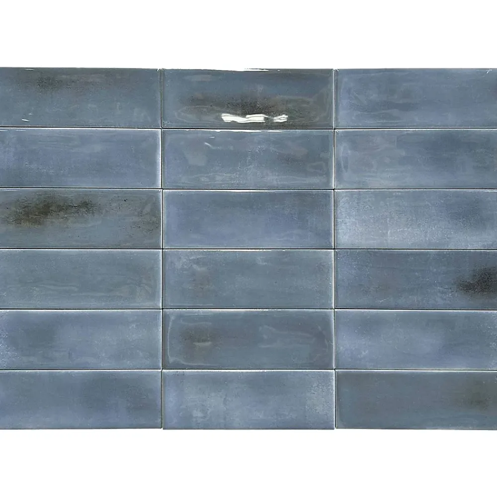 Lux Mosaic Carrelage Mural Mini Metro 5x15cm Premium. Beret Night Blue Brillant- Carrelage Mural Effet Béton