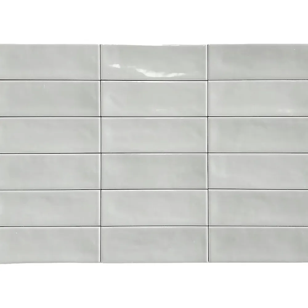 Lux Mosaic Carrelage Mural Mini Metro 5x15cm Premium. Beret Silver Brillant- Carrelage Mural Effet Béton