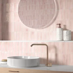 Lux Mosaic Carrelage Mural Mini Metro 5x15cm Premium. Beret Rose Brillant- Carrelage Mural Effet Béton|Carrelage Mural Pour Cuisine