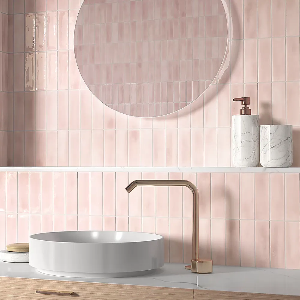 Lux Mosaic Carrelage Mural Effet Béton<Carrelage Mural Mini Metro 5x15cm Premium. Beret Rosé Matt