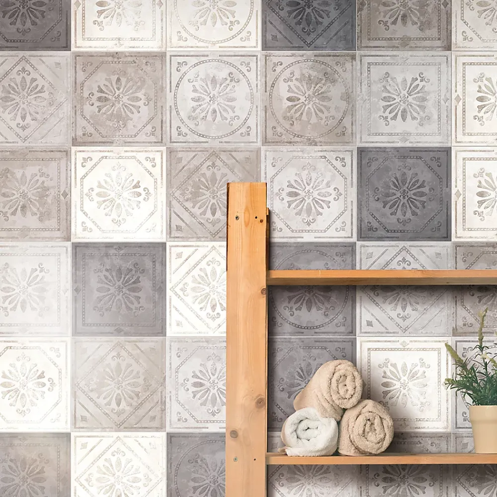 GoodHome Carrelage Mural Effet Carreaux De Ciment|Carrelage Mural Pour Douche<Carrelage mural multicolore effet carreaux de ciment L.20 x l.20 cm x ép.8 mm, Koney