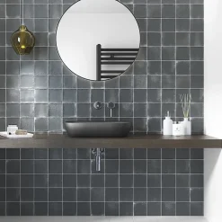 Lux Mosaic Carrelage Mural Premium Beret Coal Série 12x12cm- Carrelage Mural Effet Béton|Carrelage Mural Pour Wc