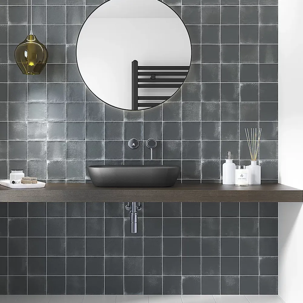 Lux Mosaic Carrelage Mural Premium Beret Coal Série 12x12cm- Carrelage Mural Effet Béton|Carrelage Mural Pour Wc