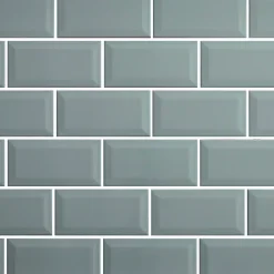 GoodHome Carrelage mural vert clair brillant effet métro L.20 x l.10 cm x ép.7,3 mm, Trentie- Carrelage Mural Pour Douche|Carrelage Mural Pour Cuisine