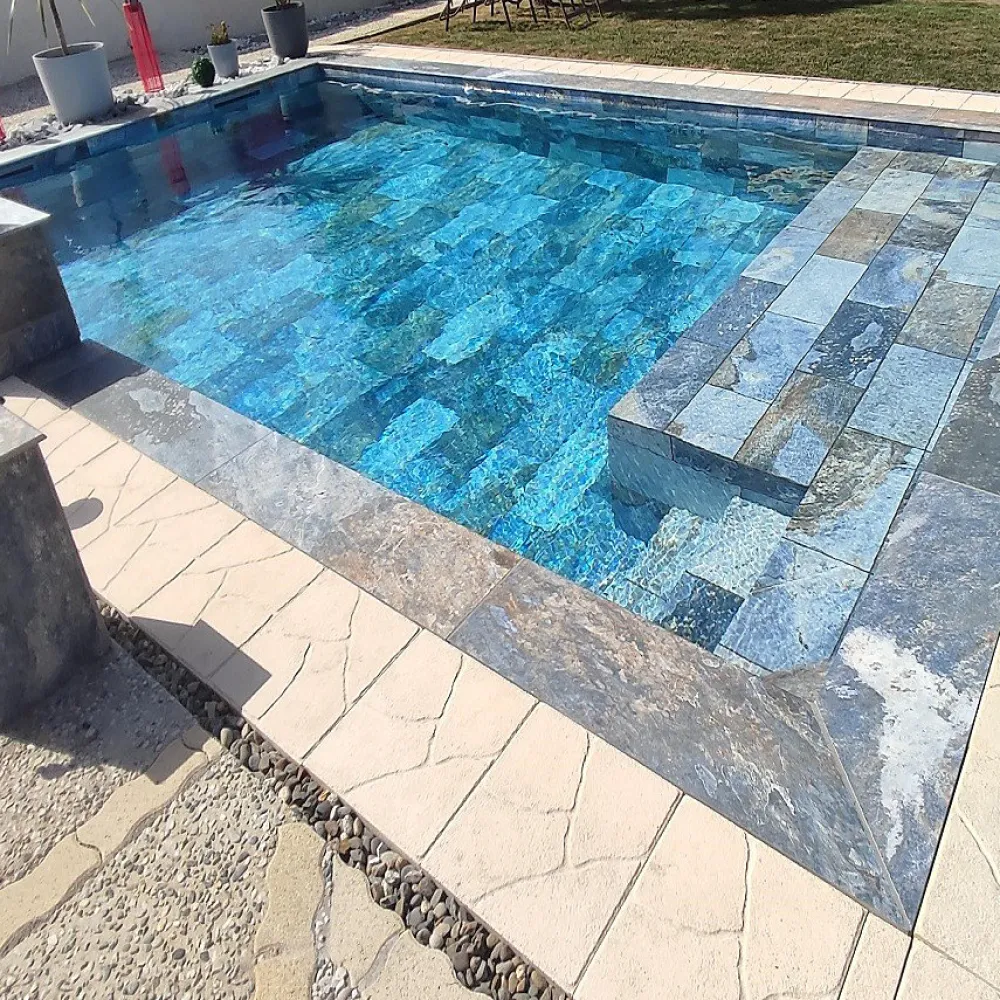Concept Mosaïque Carrelage Extérieur Et Terrasse<Carrelage Piscine BALI BLUE 30x60 cm EFFET PIERRE DE BALI