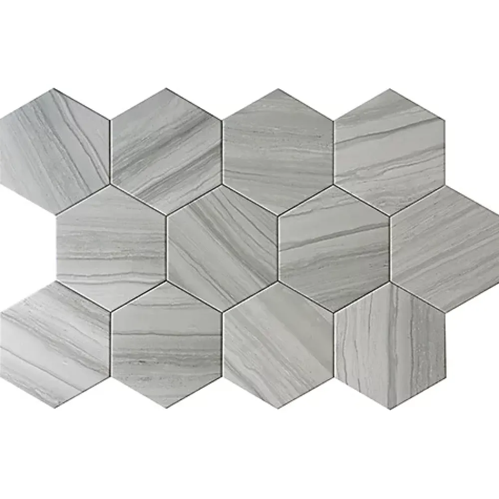 Lux Mosaic Carrelage Premium sol/mur. Effect travertine mat Samoa Gris hexagonal 14x16cm- Carrelage Sol Effet Pierre