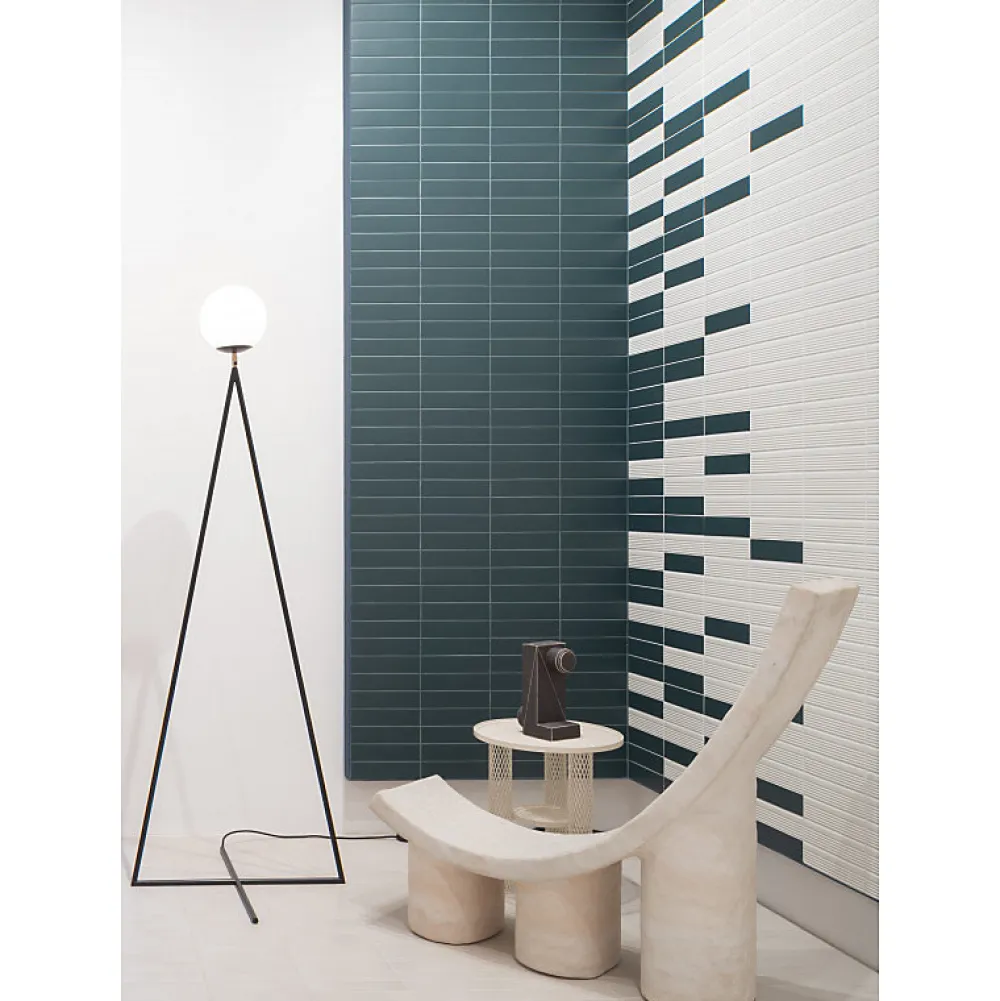 Aelle Carrelage Carrelage sol / mur brique uni bleu vert 5,6x23,2 cm MODULO BASE MUSCHIO- Carrelage Sol Uni