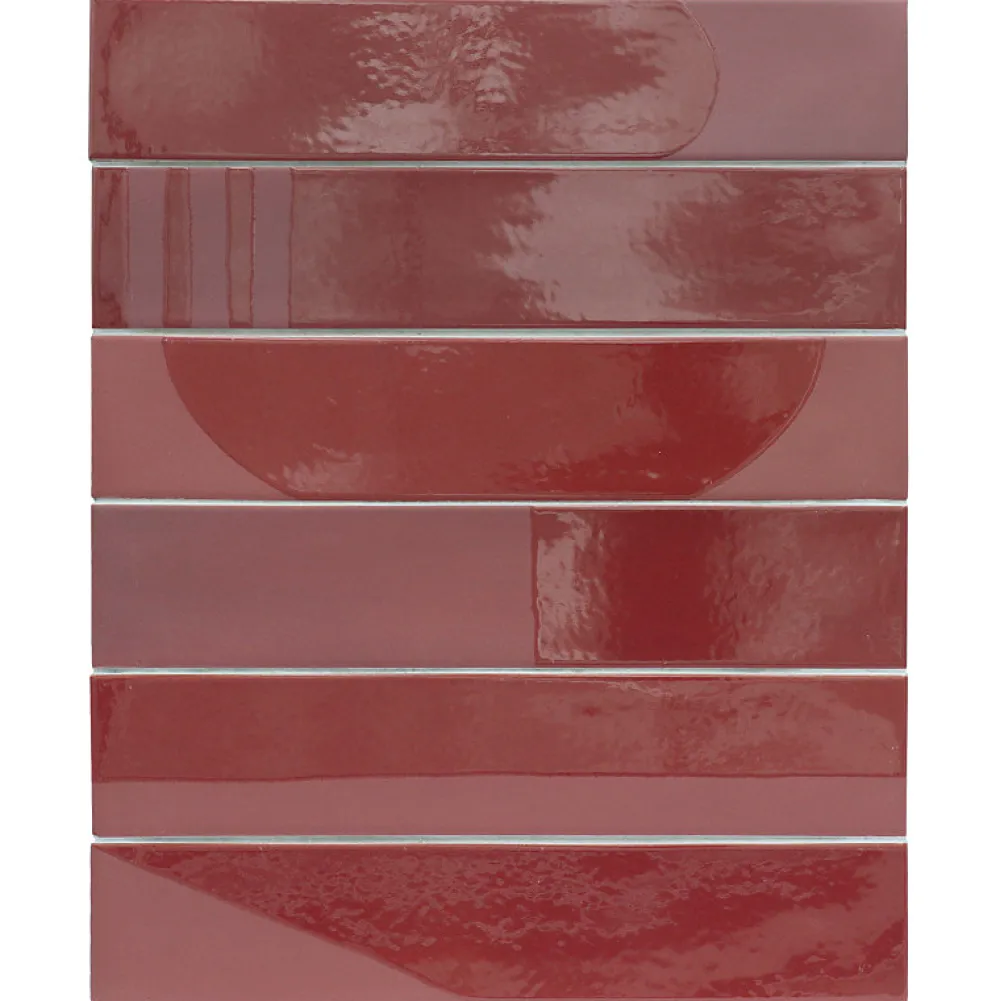 Aelle Carrelage Carrelage Sol Effet Béton<Carrelage sol / mur brique déco mixe mate et brillant effet béton rouge 6x30 cm WADI DECOR GARNET