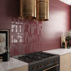 Aelle Carrelage Carrelage Sol Effet Béton<Carrelage sol / mur brique déco mixe mate et brillant effet béton rouge 6x30 cm WADI DECOR GARNET